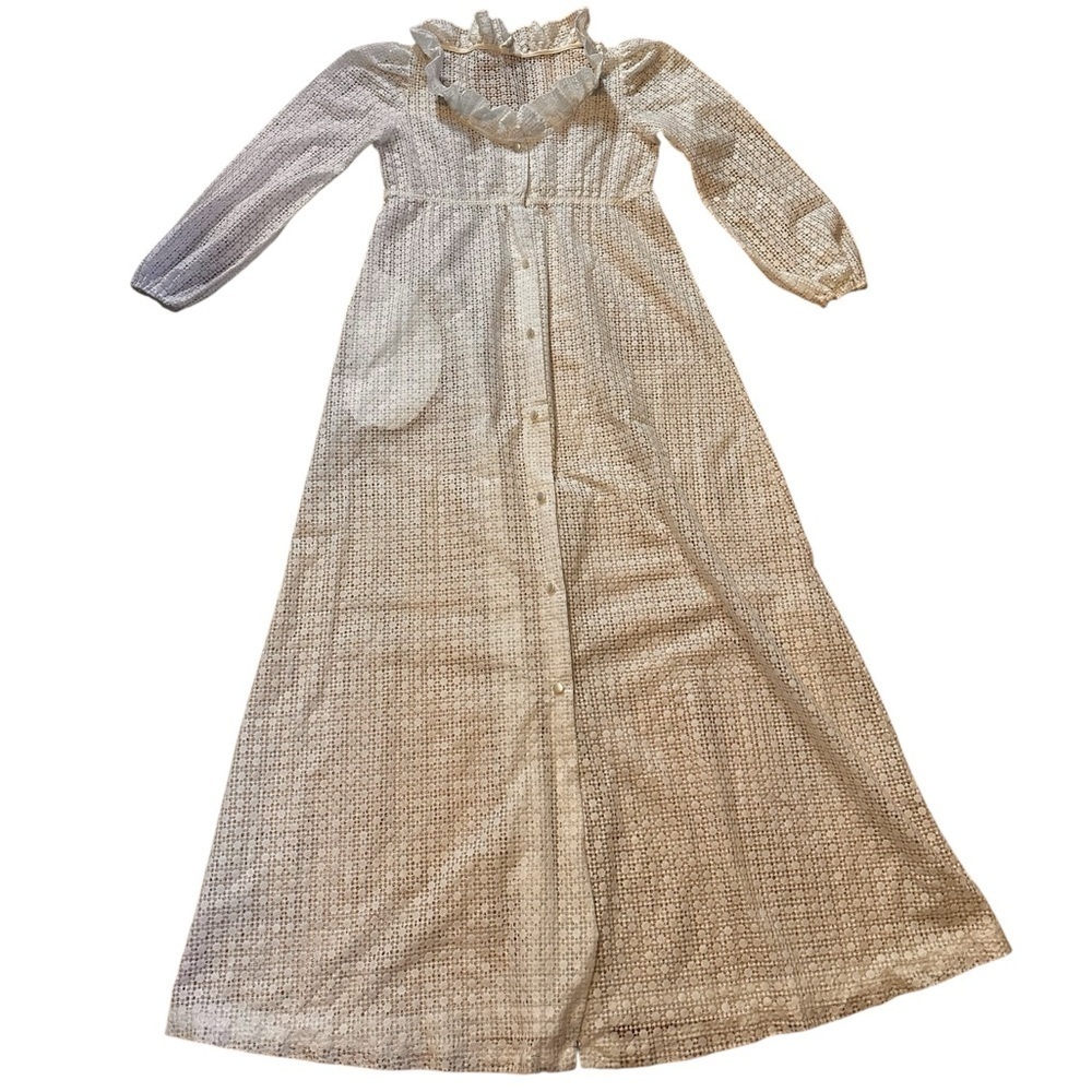 Vtg Juli Jr of Slumbertog Sheer Long Blanket Robe 1 Pocket Button Front Size 7 - Picture 11 of 14